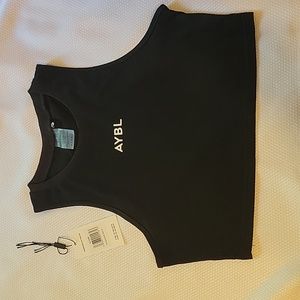 AYBL Black Training Crop Top, Medium,